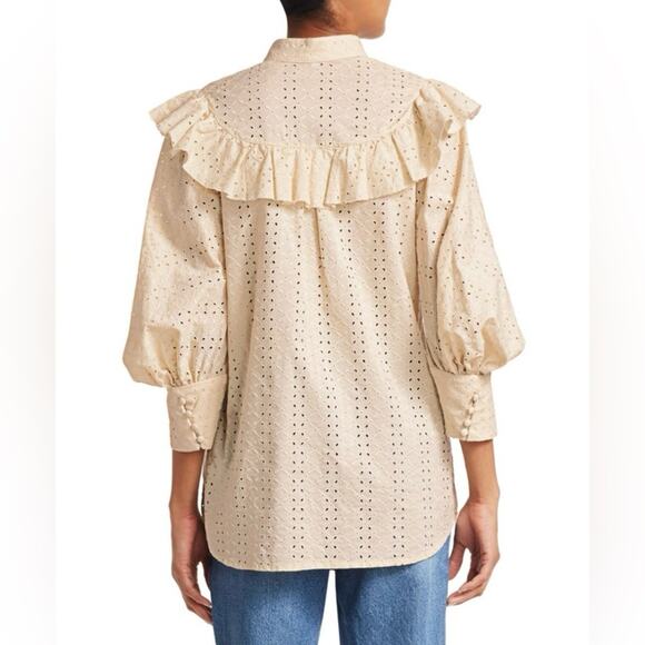 NWT New Johanna Ortiz Ecru Endless Curiosity Long Sleeve Ruffle Blouse Size 4 - Picture 4 of 13